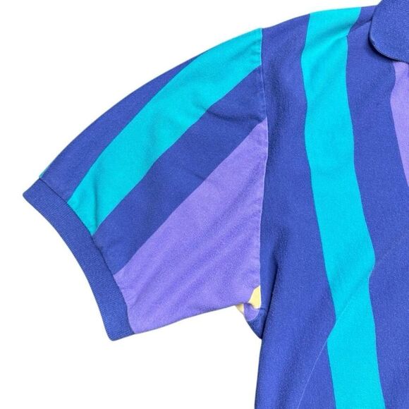 Vtg Chaps Ralph Lauren Polo Shirt Mens Medium Vertical Stripe Crest Crown Y2K - Picture 5 of 12